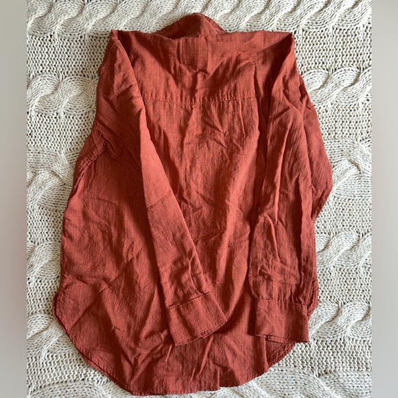 Abercrombie & Fitch linen long sleeve button shirt women’s Large - Picture 2 of 3